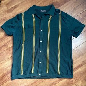 Paul Stuart Casual Shirt with Green and Yellow Stripes